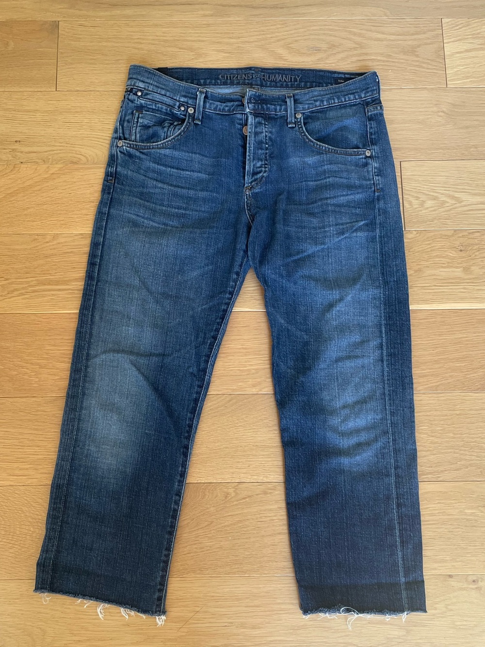 Citizens of Humanity Dylan Boyfriend Jeans Raw Hem Button Fly Cropped, 28 W 23 L - Picture 3 of 13
